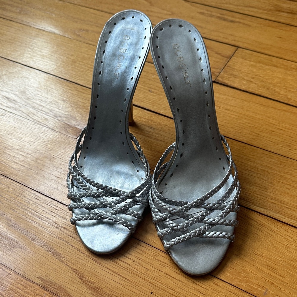 BCBGirls Silver Strappy Heels